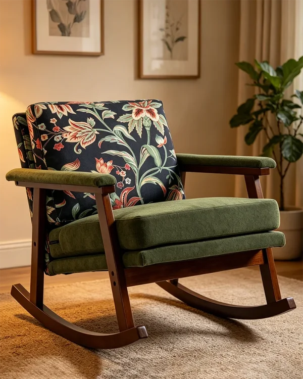Mid Century Nursing Rocking Chair Wood Reading Armchair