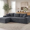 106" Modern Minimalist Deep Seat Corner Couch for Living Room