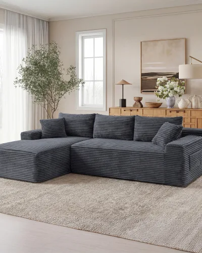 106" Modern Minimalist Deep Seat Corner Couch for Living Room