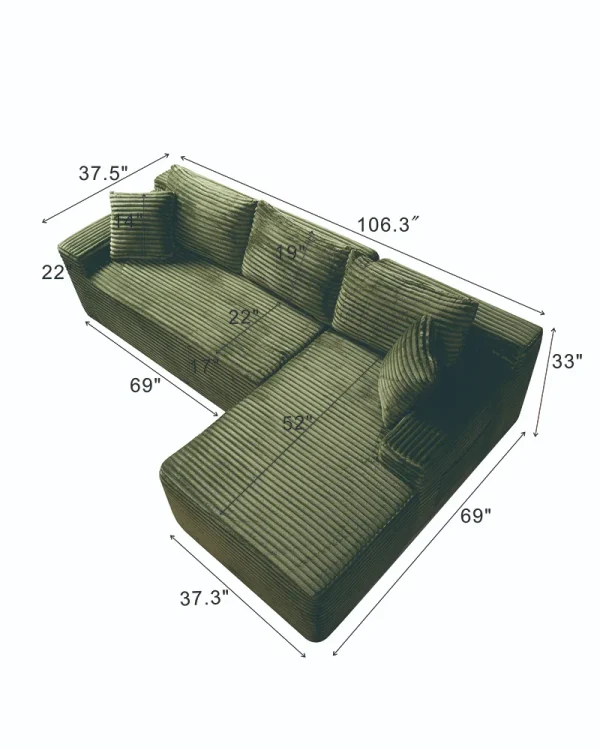 Minimalist Deep Seat Corner Couch 9
