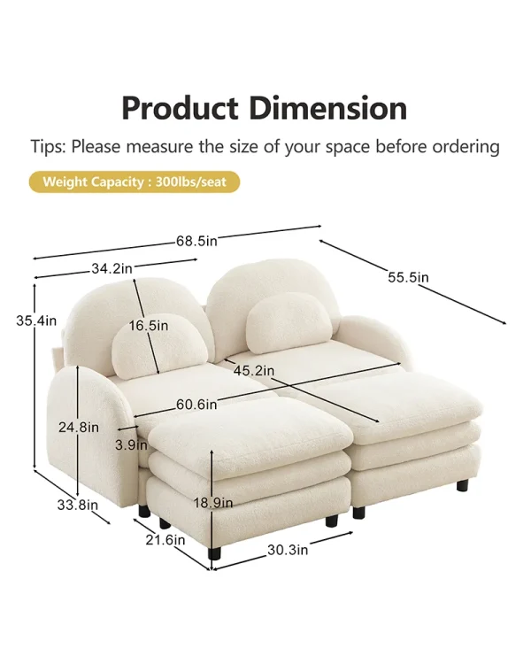 Modular 2 Seat Couch Sofa 4