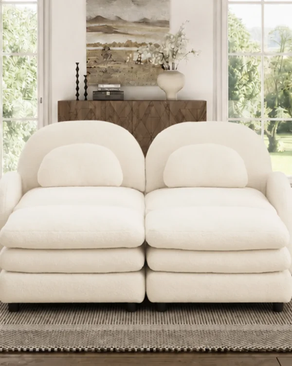 Alternative view of Teddy Fabric Modular 2-Seat Couch Sofa Curved Backrest