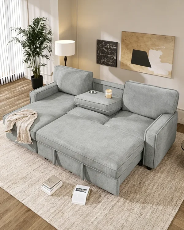Alternative view of L Shaped Modular Sectional Sleeper Sofa with Pull Out Bed