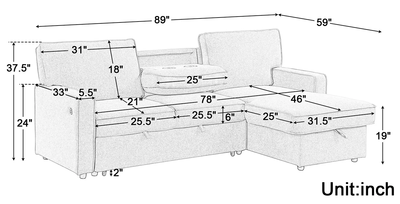 Modular Sectional Sleeper Sofa 3