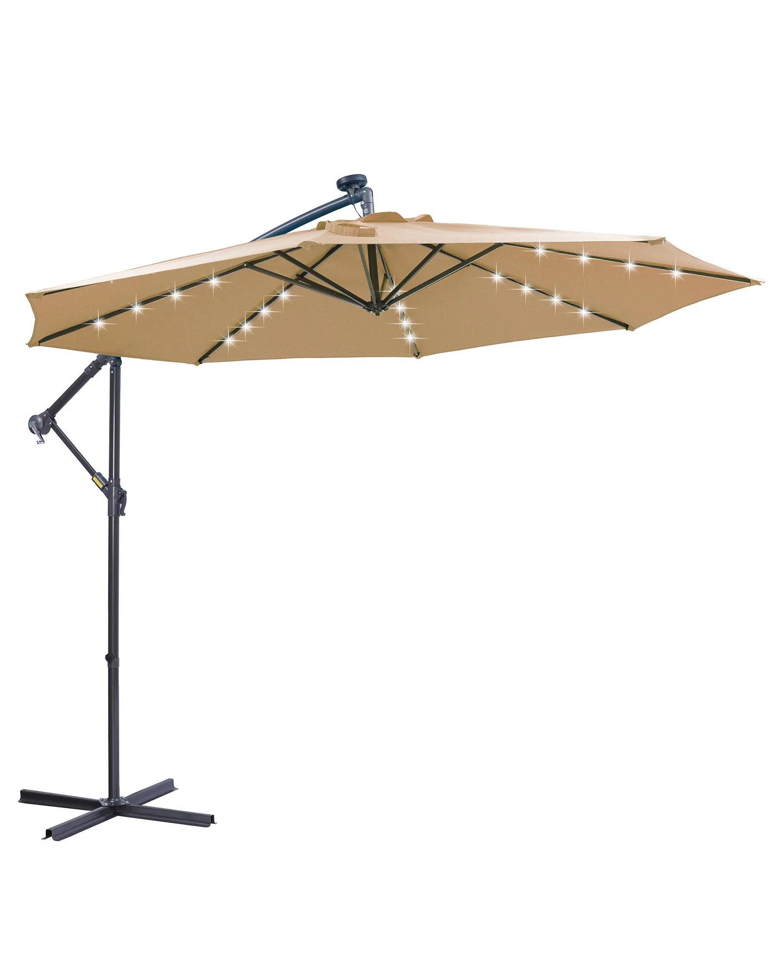 10FT Outdoor Cantilever Offset Patio Umbrella with Solar LED - Image 9