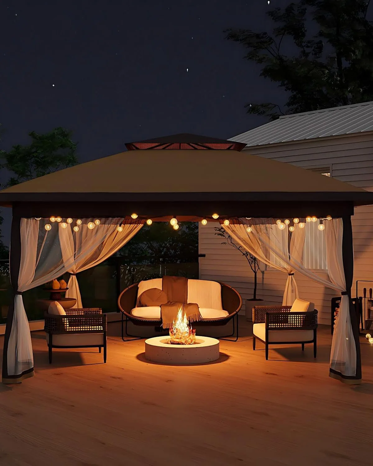 11x 11FT Outdoor Pop Up Hardtop Gazebo Canopy Tent For Patio Backyard - Image 4