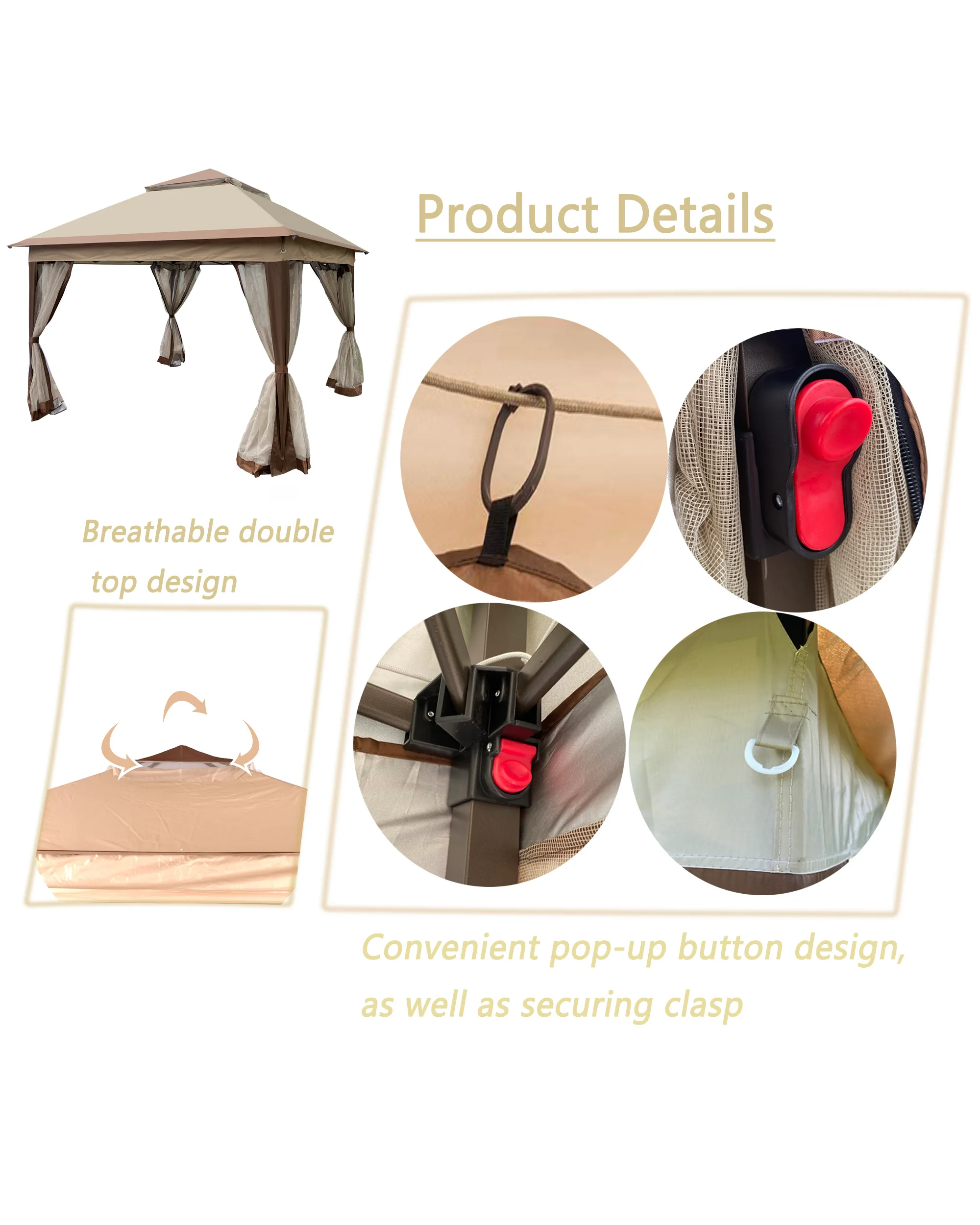 11x 11FT Outdoor Pop Up Hardtop Gazebo Canopy Tent For Patio Backyard - Image 10