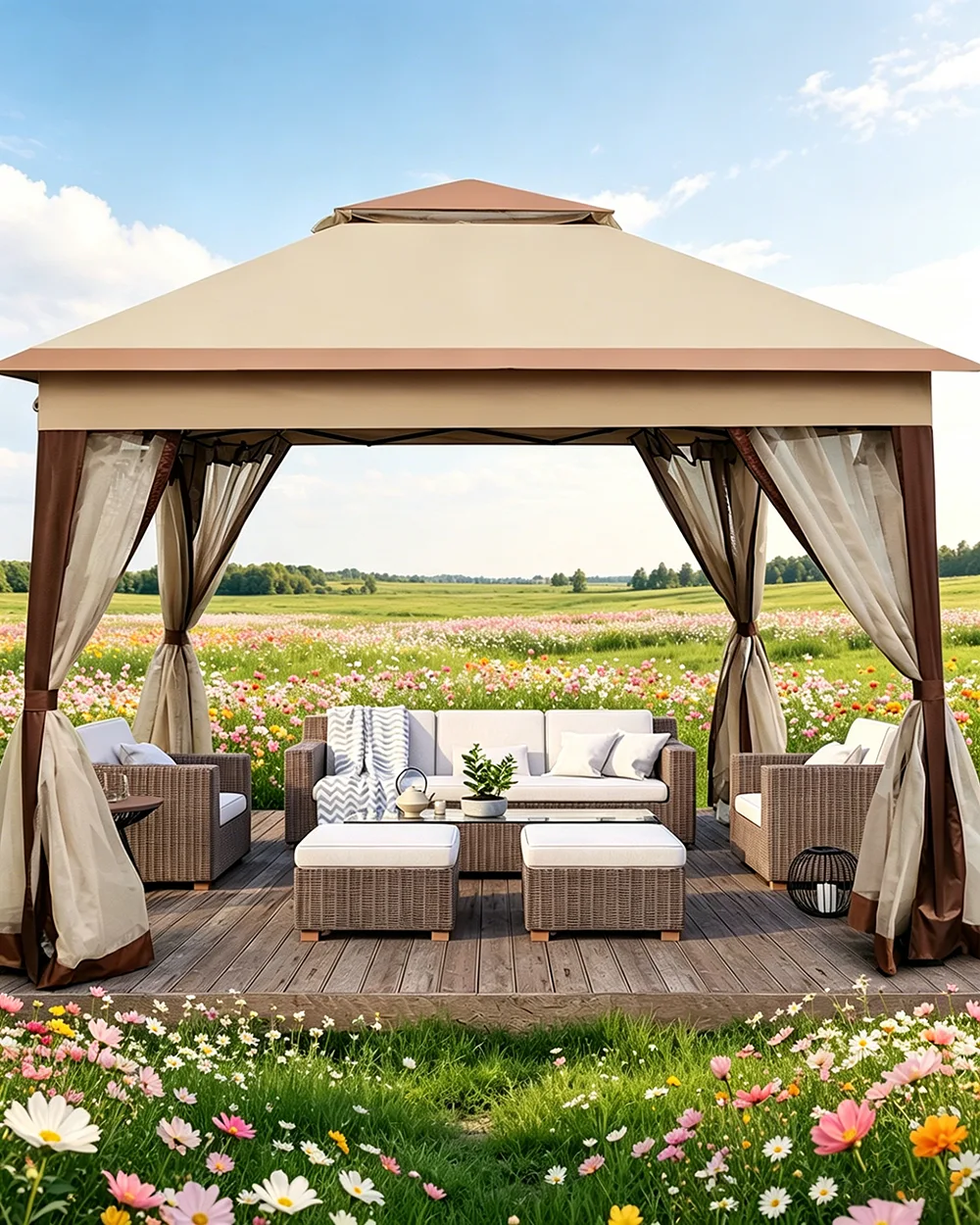 11x 11FT Outdoor Pop Up Hardtop Gazebo Canopy Tent For Patio Backyard