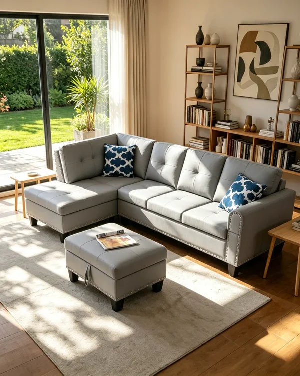 Alternative view of Modular L-Shaped PU Leather Sectional Sofa with Storage