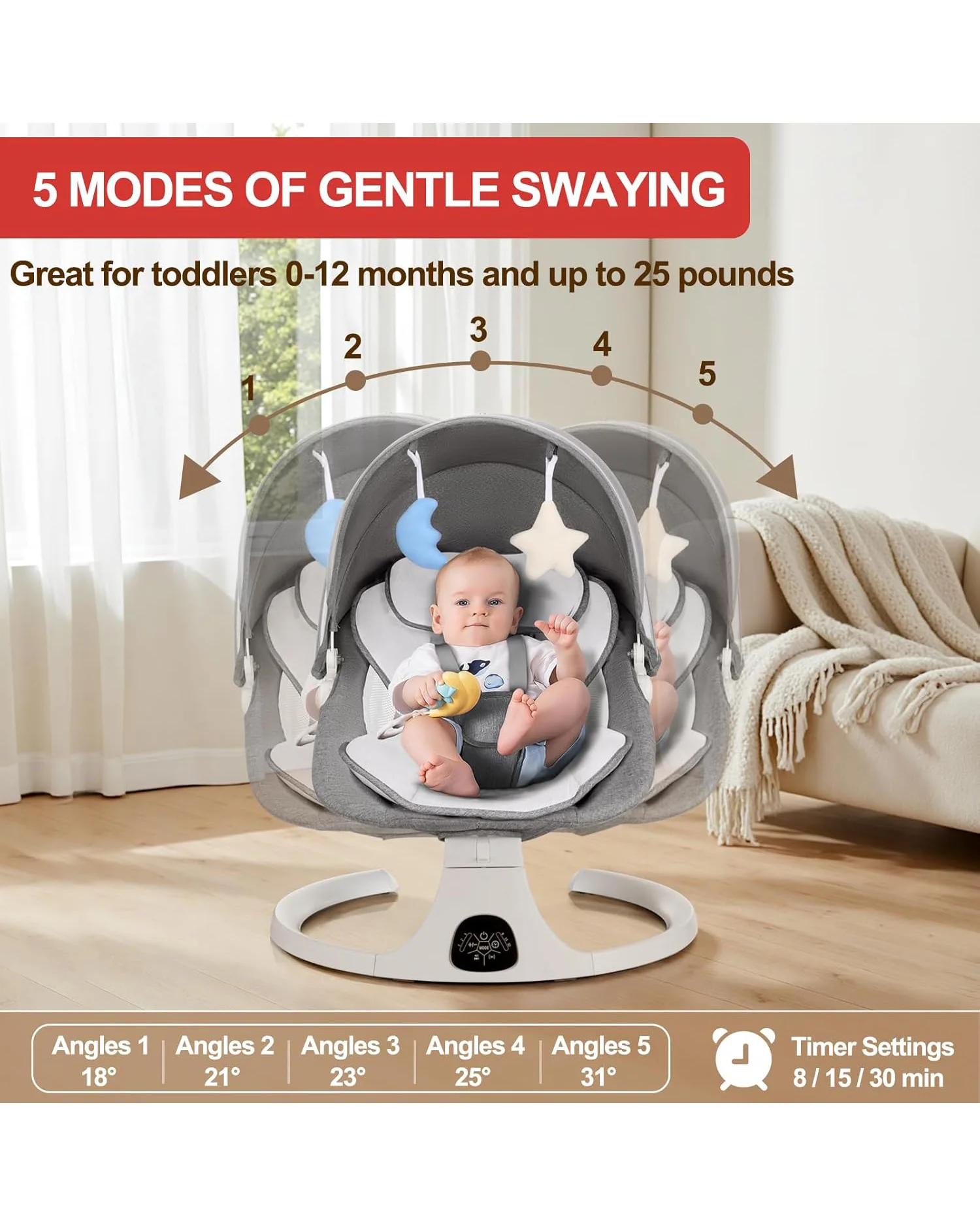 Portable Baby Swing Infant Rocker with Remote Control - Image 7