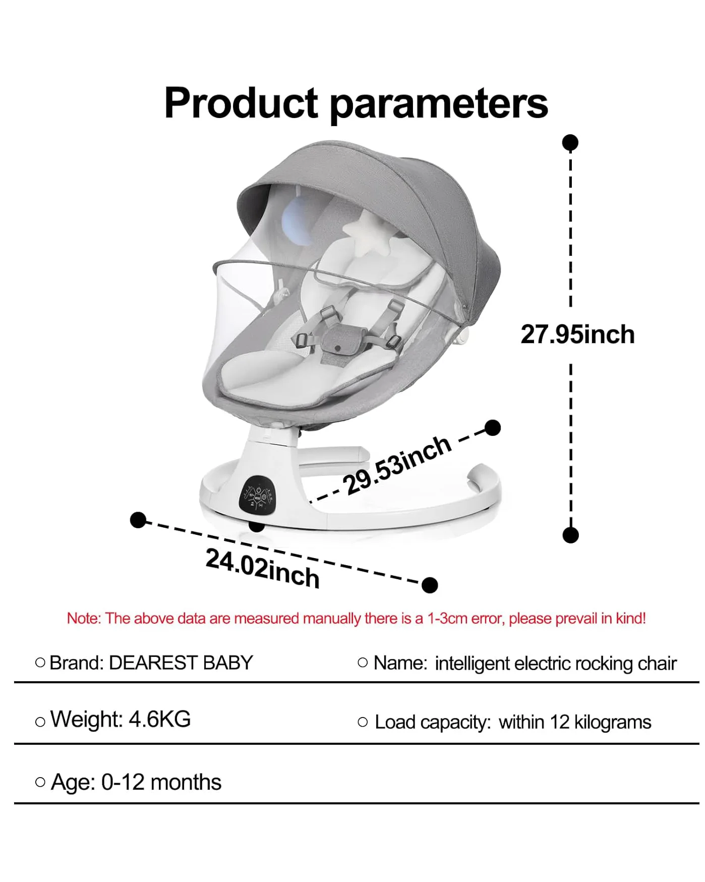 Portable Baby Swing Infant Rocker with Remote Control - Image 3