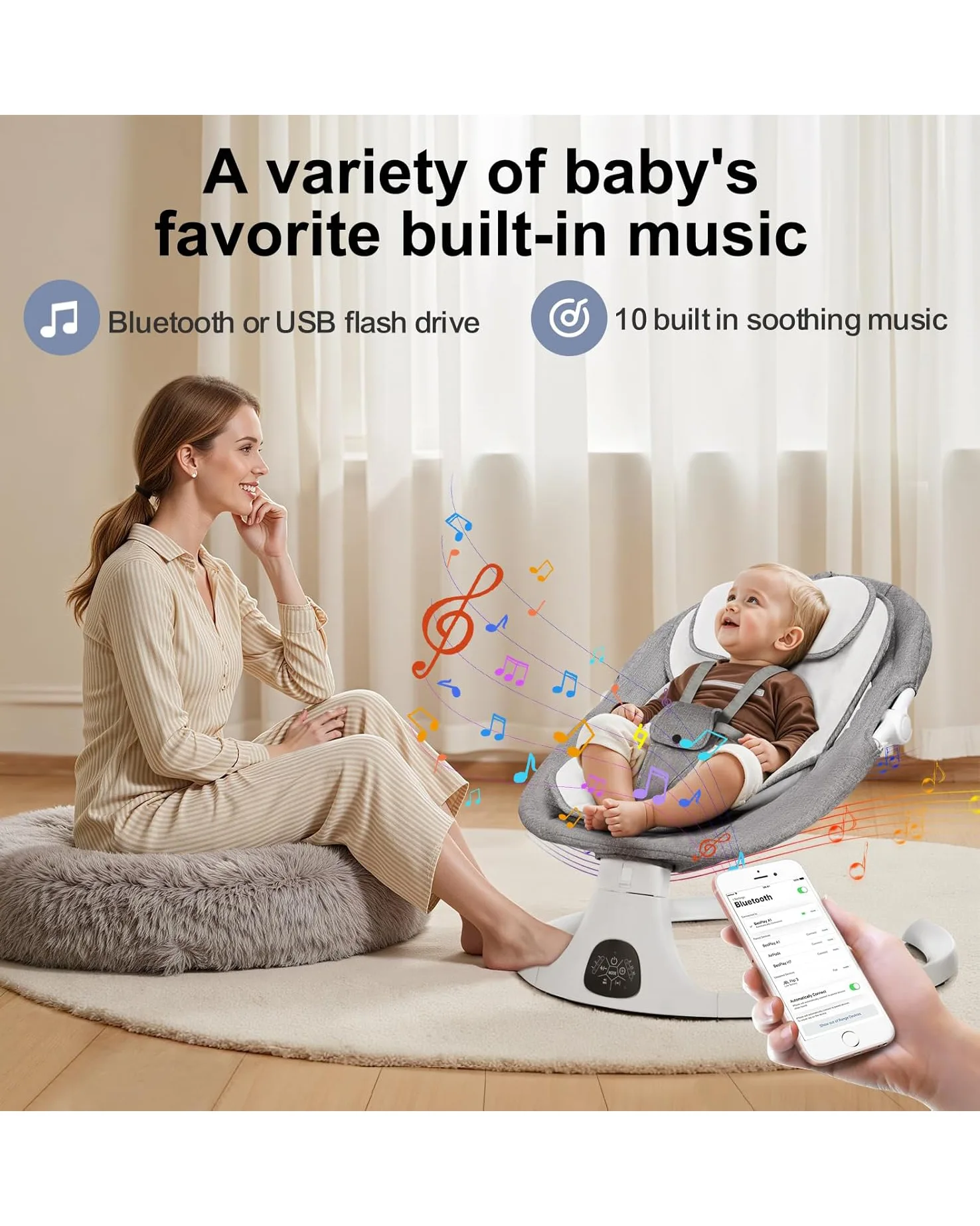 Portable Baby Swing Infant Rocker with Remote Control - Image 2