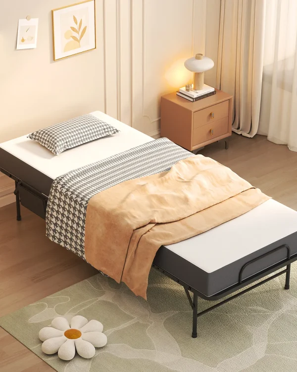 Portable Foldable Bed with Memory Foam Mattress for Adults