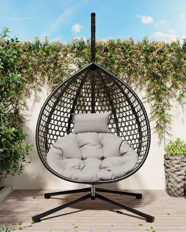 Rattan Hanging Egg Chair with Stand Hammock Chair