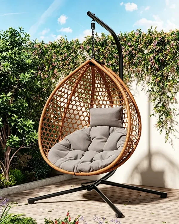 Alternative view of Rattan Hanging Egg Chair with Stand Hammock Chair