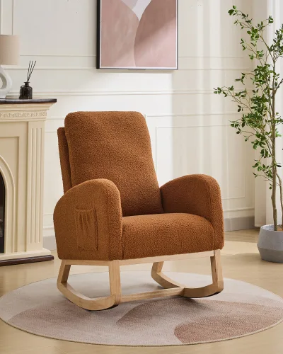 Rocking Accent Armchair with High Back for Nursery