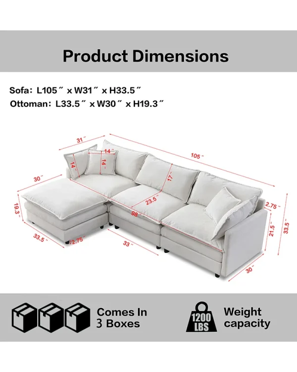 Sectional Couch with Ottoman 1