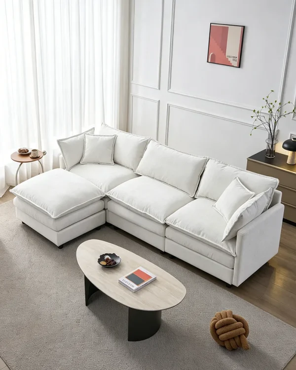 105" Oversized Modular Sectional Couch with Ottoman