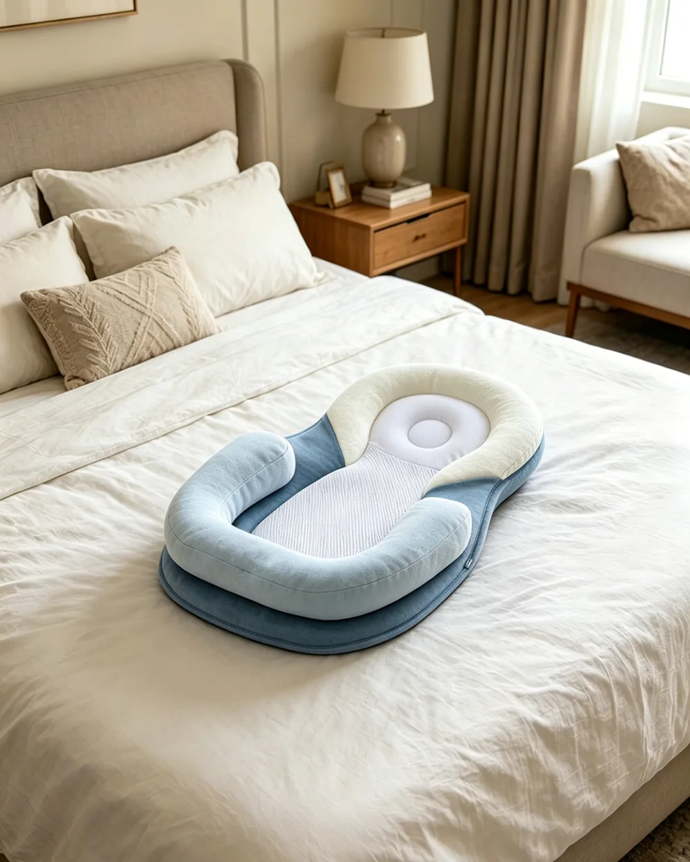 Portable Baby Lounger Organic Cotton Snuggle Nest Bassinet - Image 2