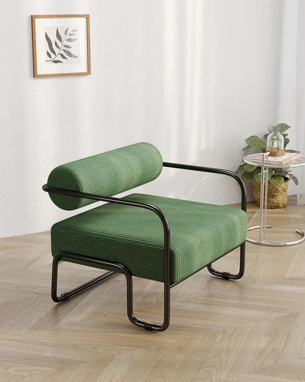Balcony Upholstered Reading Chair with Sturdy Metal Frame