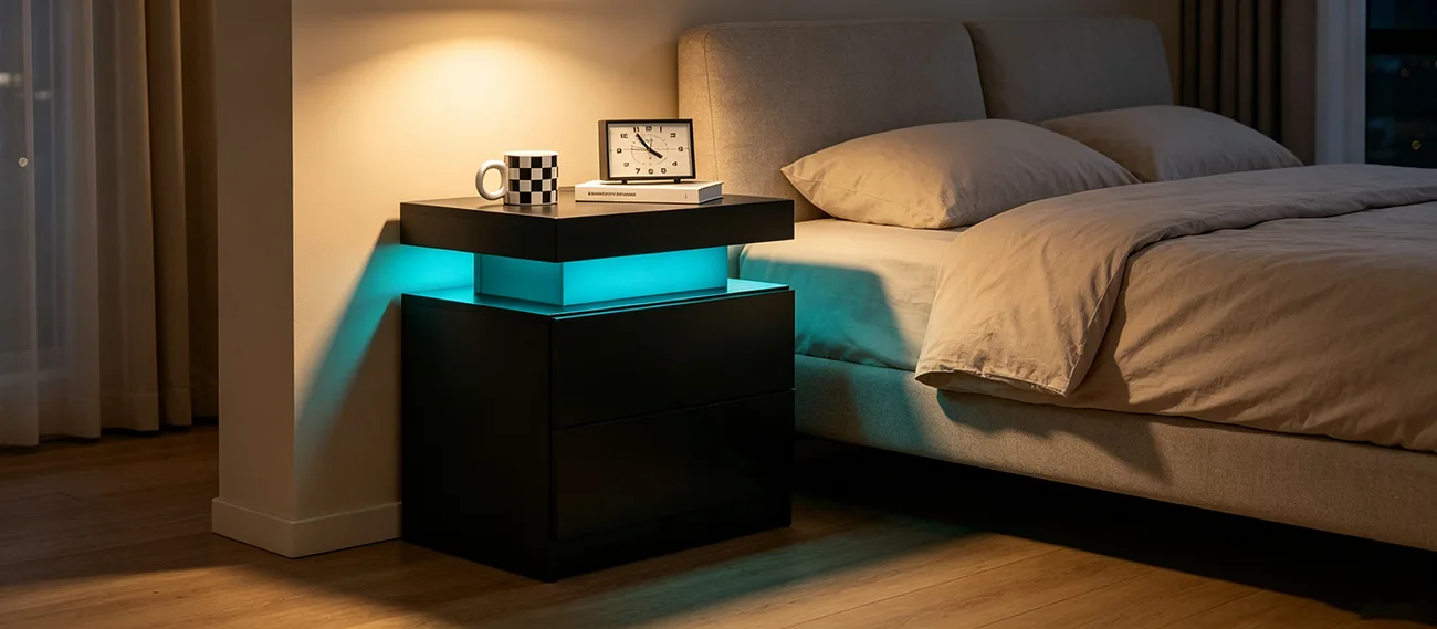 Bedside Table Cabinet with 2 Drawers 1 1