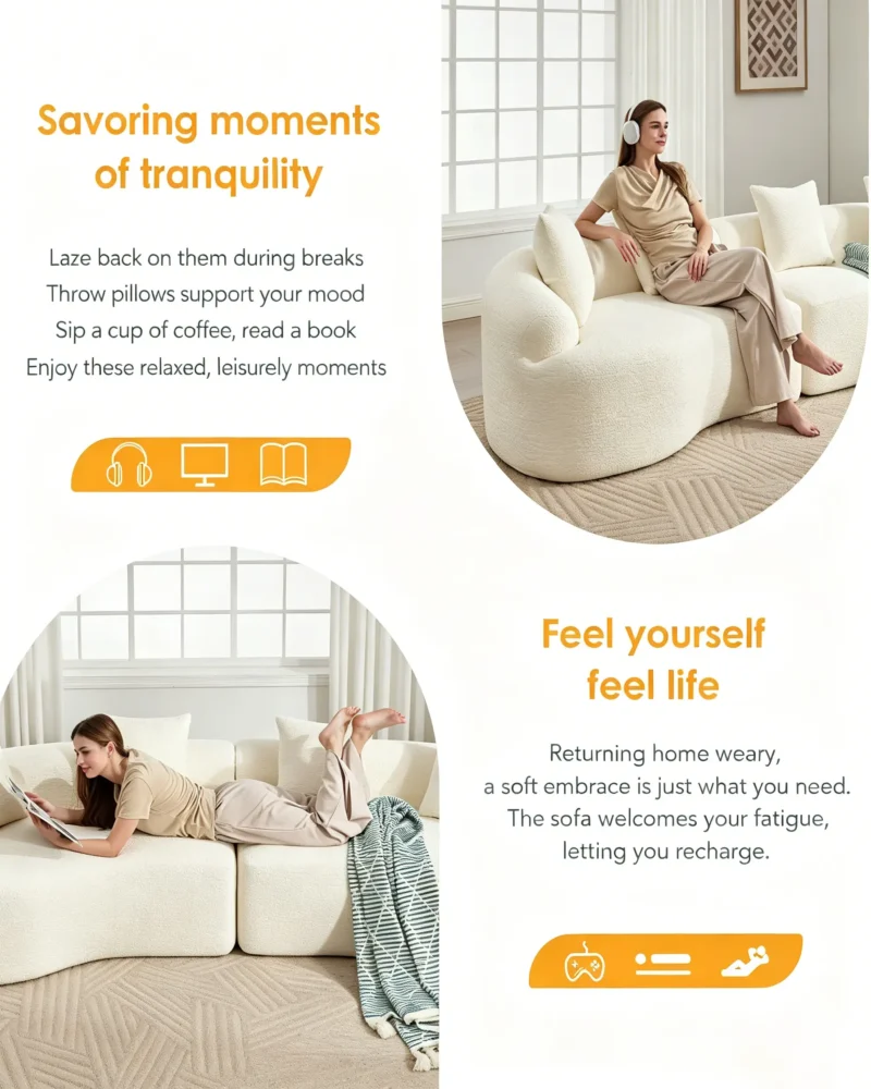 Modern 4 Seater Cloud Boneless Modular Sectional Sofa - Image 4