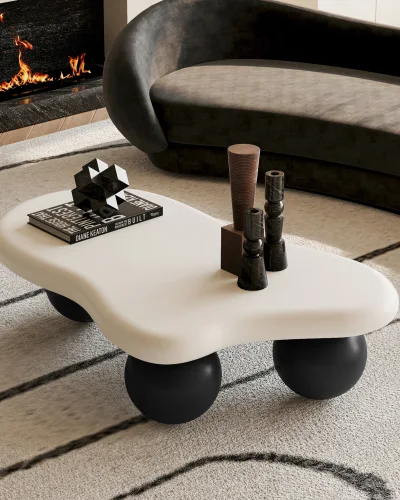 Alternative view of 40 Inch Cloud Shaped Coffee Table with Ball Legs