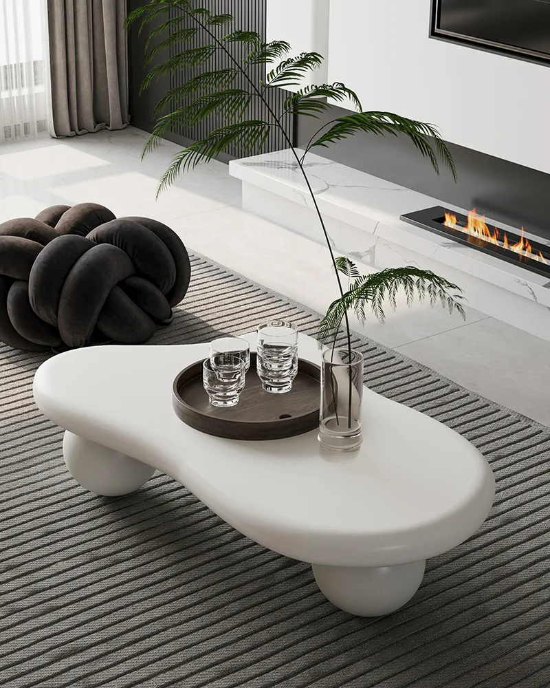 40 Inch Cloud Shaped Coffee Table with Ball Legs - Image 3