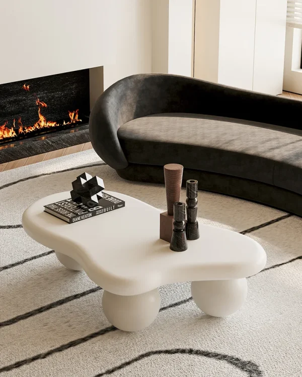 40 Inch Cloud Shaped Coffee Table with Ball Legs