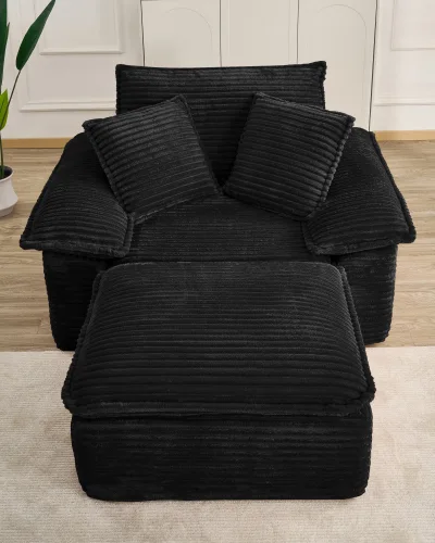 Alternative view of 47" Oversized Deep Seat Sofa Chair Ottoman Set