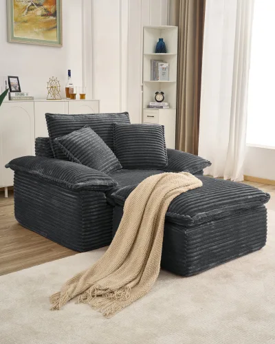 47" Oversized Deep Seat Sofa Chair Ottoman Set - Image 3