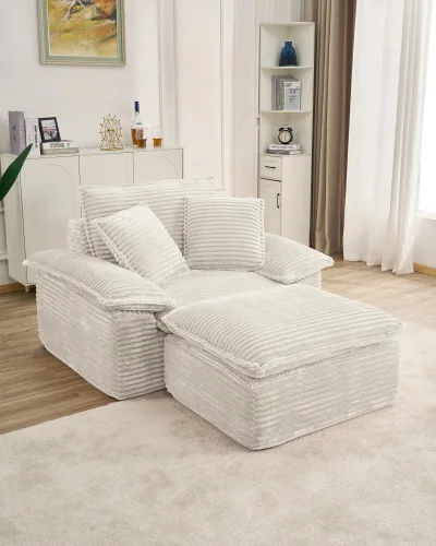 47" Oversized Deep Seat Sofa Chair Ottoman Set - Image 4