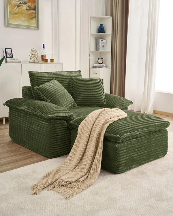 47" Oversized Deep Seat Sofa Chair Ottoman Set