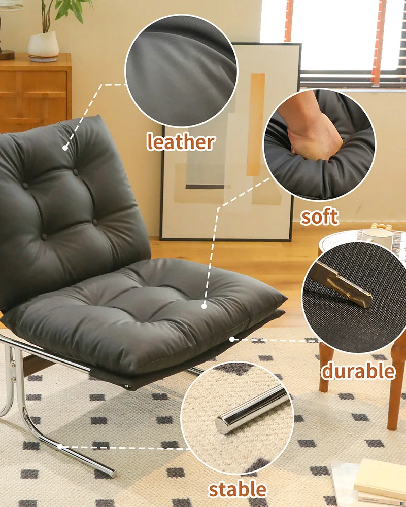 Leather Armchair Accent Chairs with Metal Legs for Home Office - Image 5
