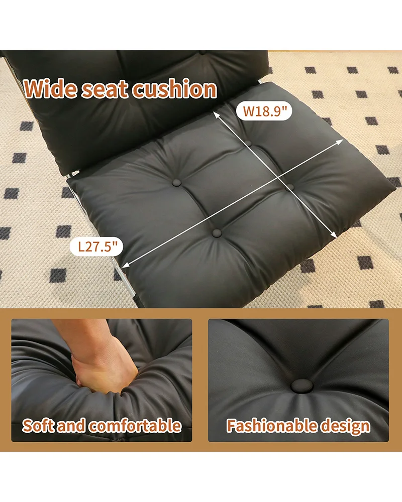 Leather Armchair Accent Chairs with Metal Legs for Home Office - Image 7