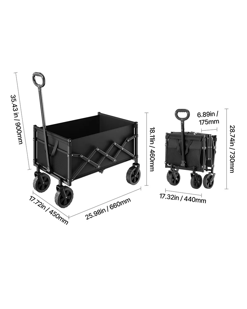 Collapsible Lightweight Folding Wagon with Wheels for Grocery - Image 5