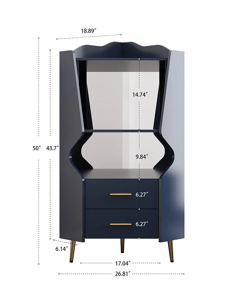 Mirrored Back Wooden Corner Bar Cabinet With Storage Shelves - Image 5