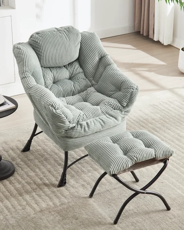 Modern Lazy Corner Chair with Ottoman for Small Space