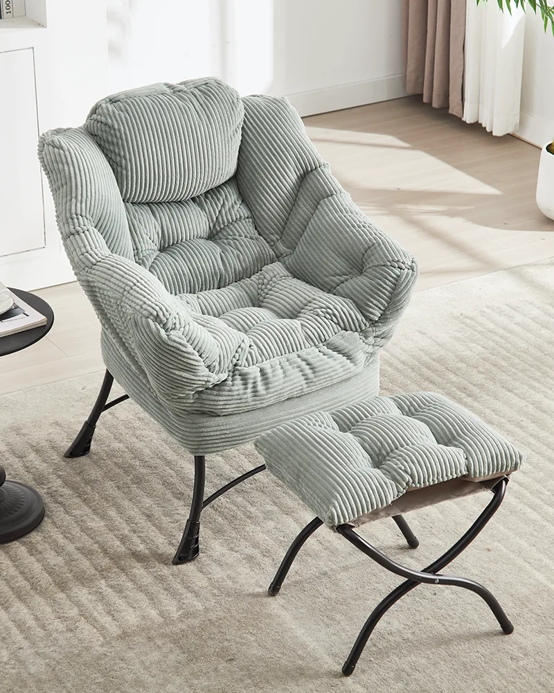 Modern Lazy Corner Chair with Ottoman for Small Space