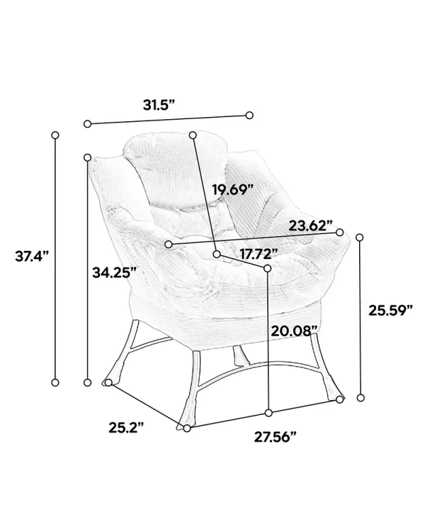 Modern Lazy Corner Chair with Ottoman 4