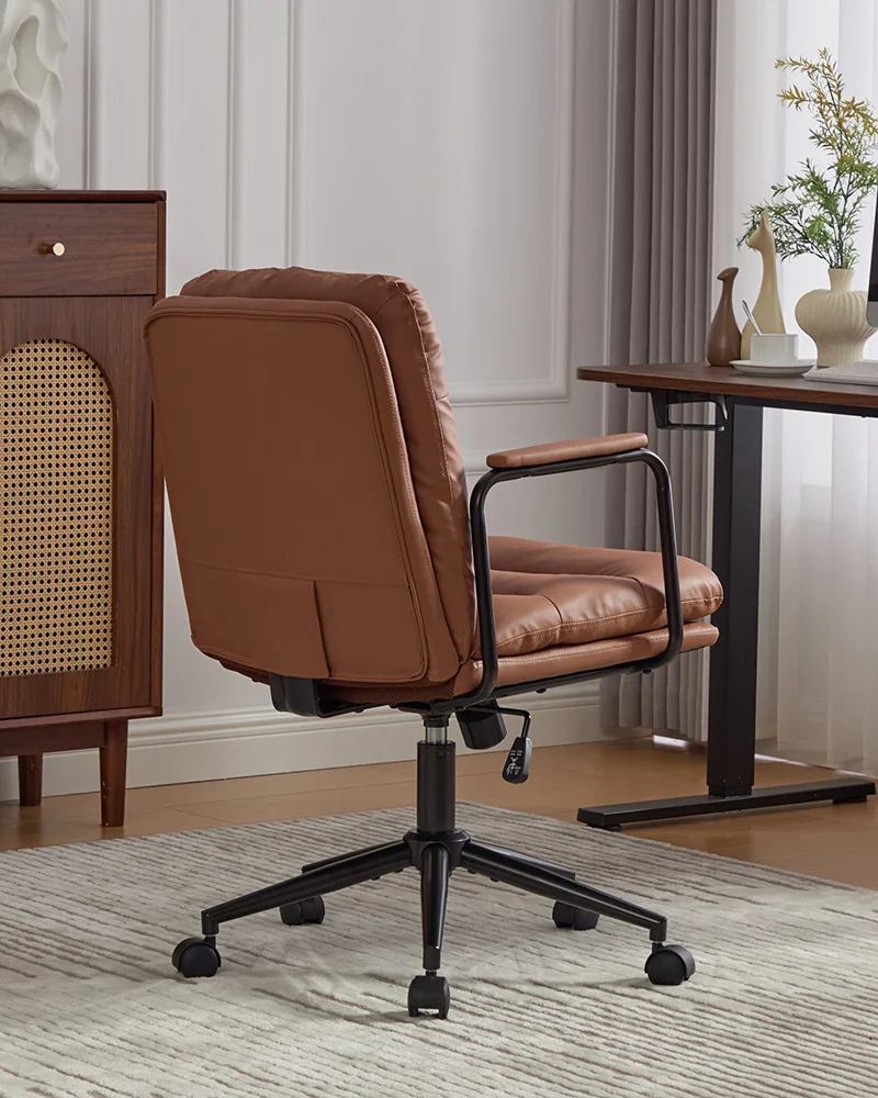 PU Leather Ergonomic Back Home Office Chair with Wheels - Image 5