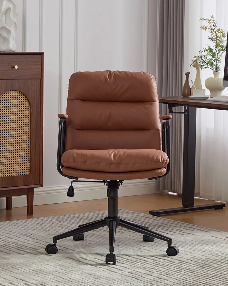 PU Leather Ergonomic Back Home Office Chair with Wheels - Image 2