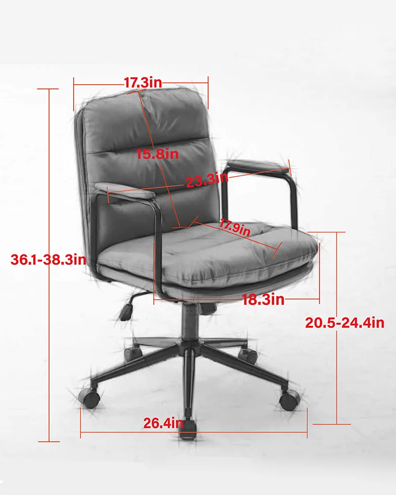 PU Leather Ergonomic Back Home Office Chair with Wheels - Image 6