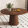 47 inch Round Dining Kitchen Table with Wood Strip Base for 4