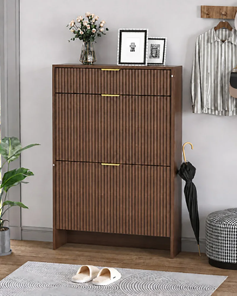 Narrow Fluted Drawer Shoe Rack Storage Cabinet for Entryway - Image 3