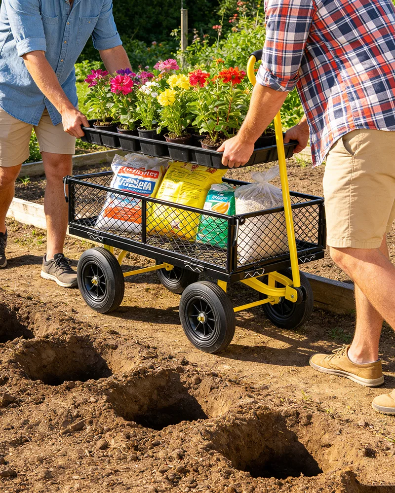 Outdoor Metal Garden Tools Wagon Cart Solid wheels - Image 10