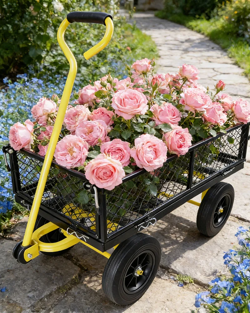 Outdoor Metal Garden Tools Wagon Cart Solid wheels - Image 8