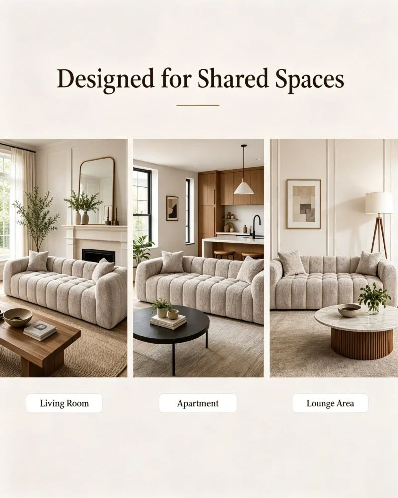 4-Seater Modern Upholstered Living Room Sofa with Pillow - Image 5