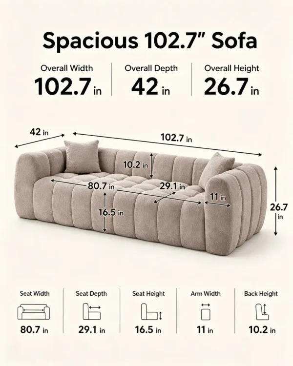 Upholstered Living Room Sofa 5