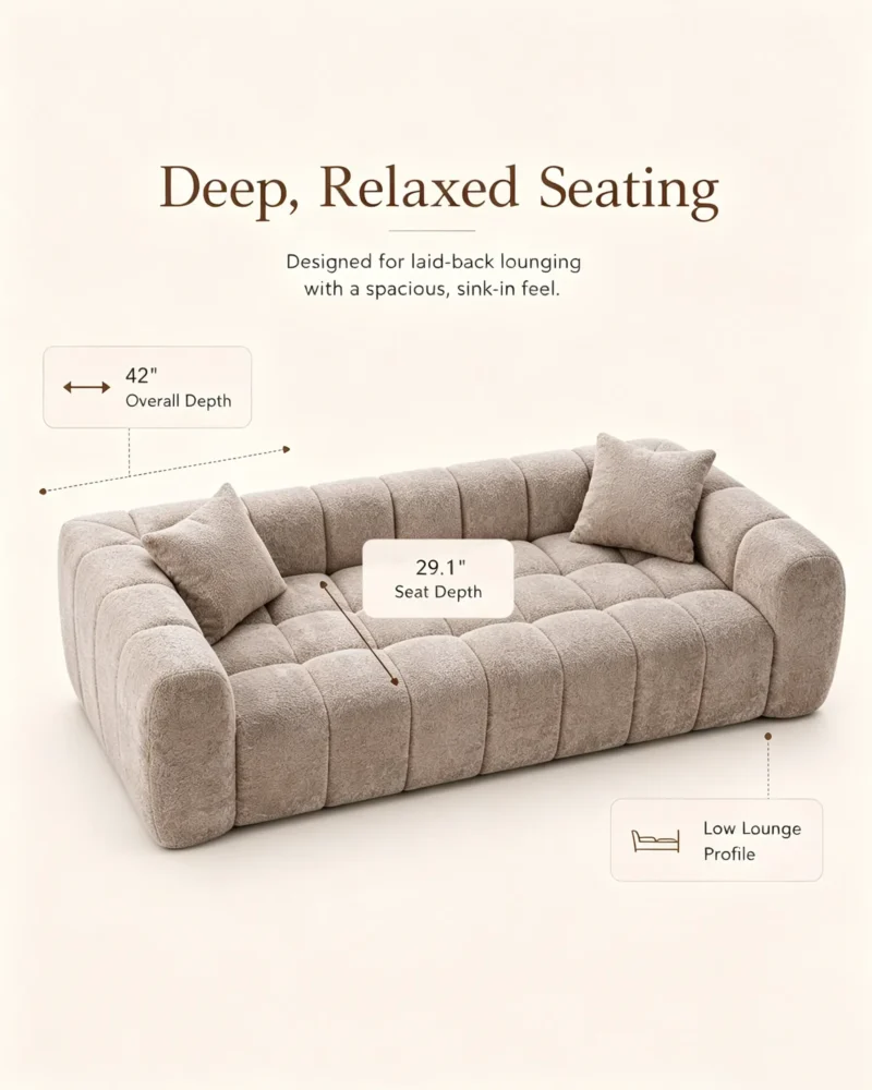 4-Seater Modern Upholstered Living Room Sofa with Pillow - Image 9